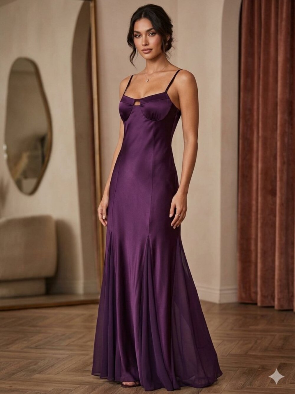Peppermayo Ravello Maxi Dress Mulberry Purple Satin Cut Out Party Dress Sz 12